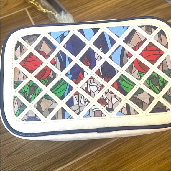 Disney Beauty and the Beast stained glass window Loungefly crossbody bag - Picture 11 of 11